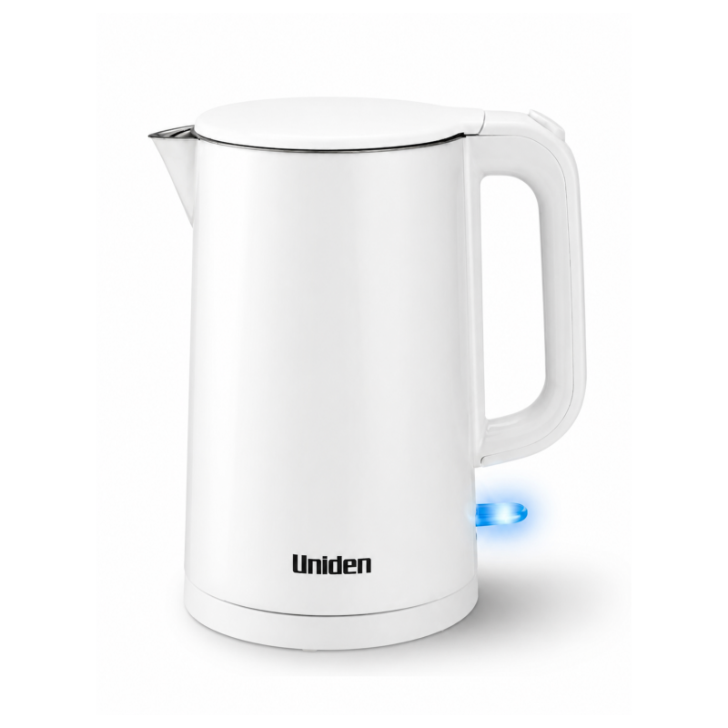 【UNIDEN 日本品牌】1.5L 雙層不銹鋼-隔熱塑膠外殼-無線-電熱水煲 AK5200 電熱水壺 White 白【香港總代理】