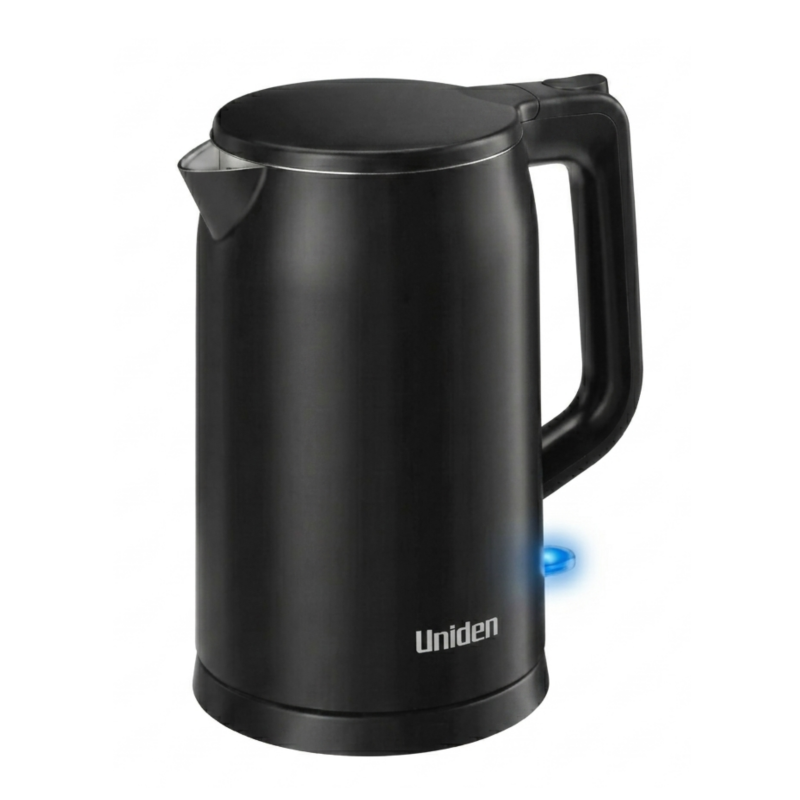 【UNIDEN 日本品牌】1.7L 雙層不銹鋼-隔熱塑膠外殼-無線-電熱水煲 AK5201 電熱水壺 Black 黑【香港總代理】