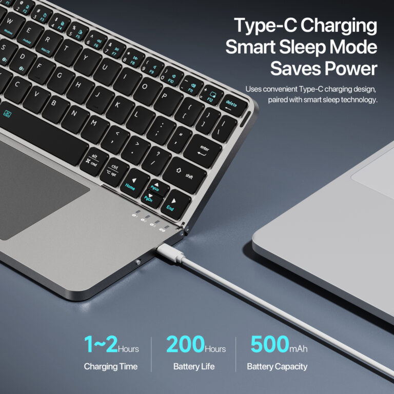 DUX DUCIS FOLDABLE WIRELESS KEYBOARD iPad適用 便攜式折疊藍牙觸控鍵盤 - 兩折款 | 鋁合金超薄機身 |