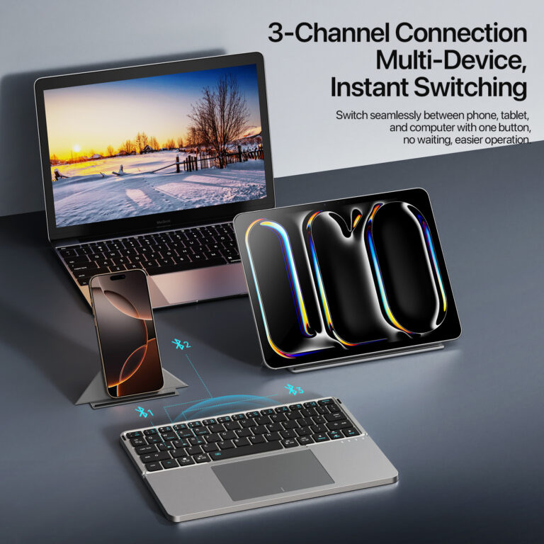 DUX DUCIS FOLDABLE WIRELESS KEYBOARD iPad適用 便攜式折疊藍牙觸控鍵盤 - 兩折款 | 鋁合金超薄機身 |