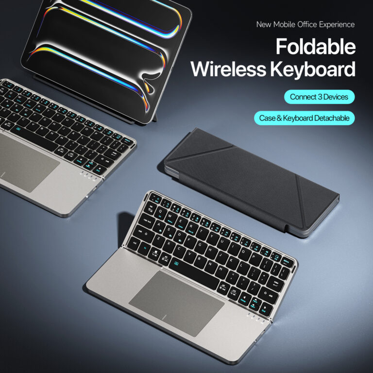 DUX DUCIS FOLDABLE WIRELESS KEYBOARD iPad適用 便攜式折疊藍牙觸控鍵盤 - 兩折款 | 鋁合金超薄機身 |