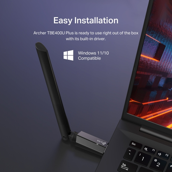 TP-Link Archer TBE400U Plus BE6500 三頻 Wi-Fi 7 高增益無線 USB 接收器 TP-Link Archer TBE400U Plus BE6500 三頻 Wi-Fi 7 高增益無線 USB 接收器