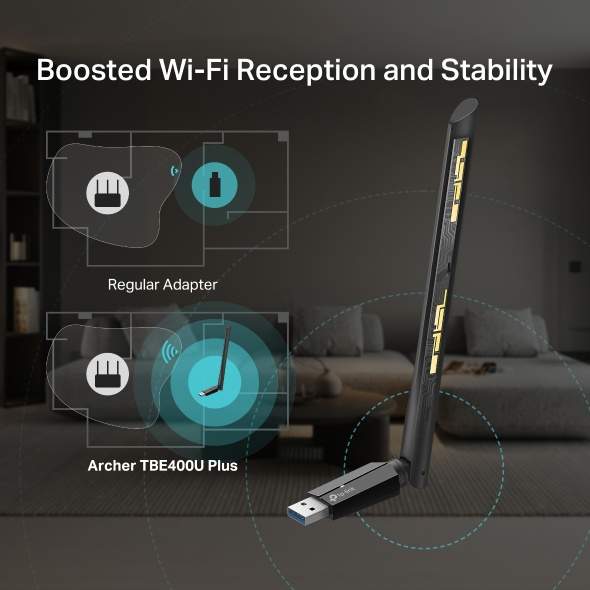 TP-Link Archer TBE400U Plus BE6500 三頻 Wi-Fi 7 高增益無線 USB 接收器 TP-Link Archer TBE400U Plus BE6500 三頻 Wi-Fi 7 高增益無線 USB 接收器