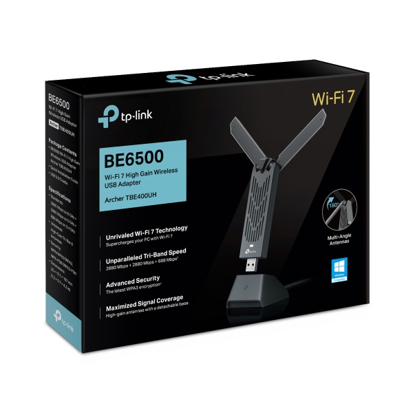 TP-Link Archer TBE400UH BE6500 Wi-Fi 7 高增益無線 USB 接收器 TP-Link Archer TBE400UH BE6500 Wi-Fi 7 高增益無線 USB 接收器