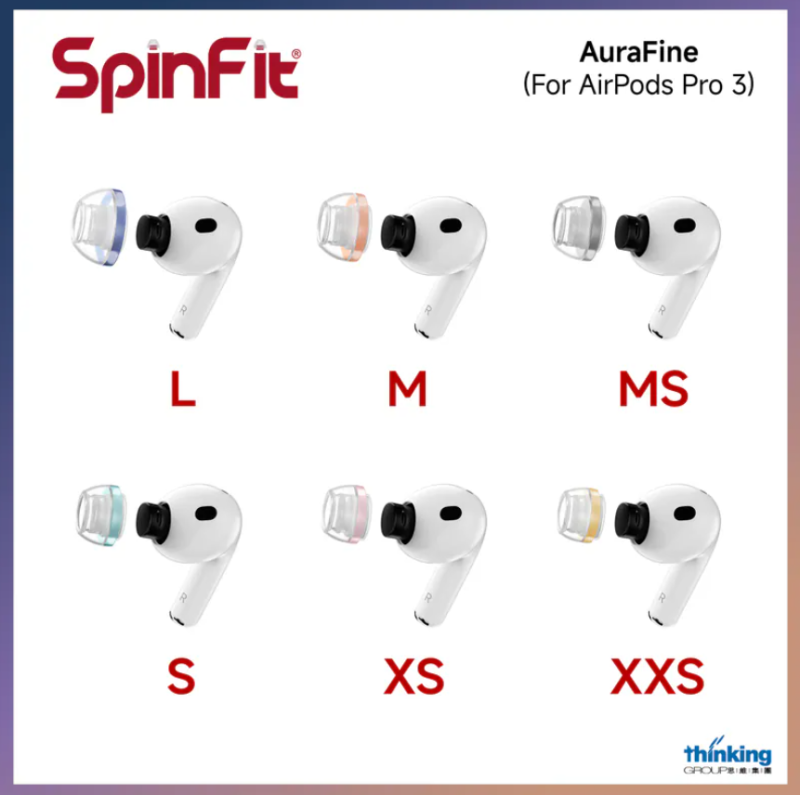 SpinFit AuraFine 矽膠耳塞 (For Apple Airpods Pro 3) (1對) [6尺寸]