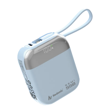 Hedonic Semi SSB PD 3.0 20W 內置USB-C & Lightning Cable 半固態行動電源 (A21-B) (81088黑色/81089白色/81090藍色) 3c+QR Code認證