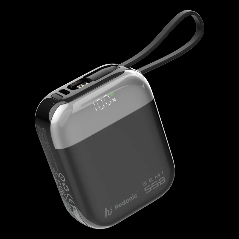 Hedonic Semi SSB PD 3.0 20W 內置USB-C & Lightning Cable 半固態行動電源 (A21-B) (81088黑色/81089白色/81090藍色) 3c+QR Code認證