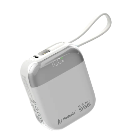 Hedonic Semi SSB PD 3.0 20W 內置USB-C & Lightning Cable 半固態行動電源 (A21-B) (81088黑色/81089白色/81090藍色) 3c+QR Code認證