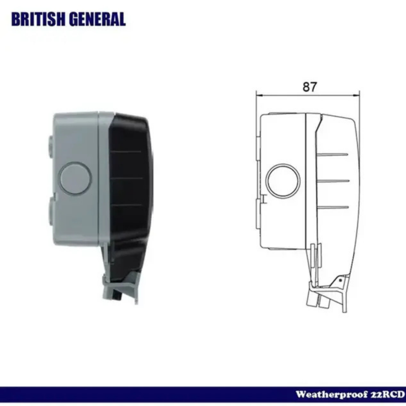 英國 BG British General 13A 防水 IP66/ 不易變形/ 防漏電ARCD插座/ 獨立開關掣/ 指示燈/ 雙位 WP22ARCD Storm Weatherproof