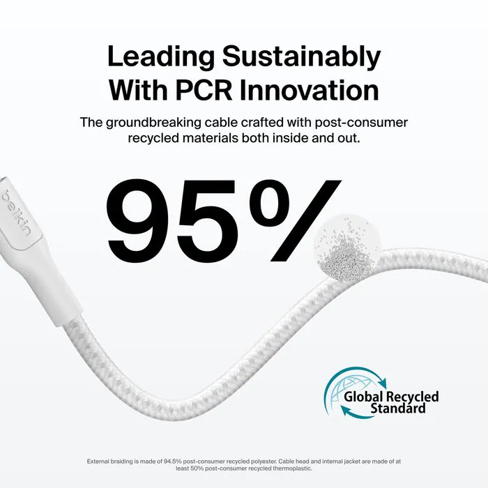 Belkin BoostCharge Pro USB-C to USB-C Braided Cable 240W 編織連接線 (2m) CAB025fq2M