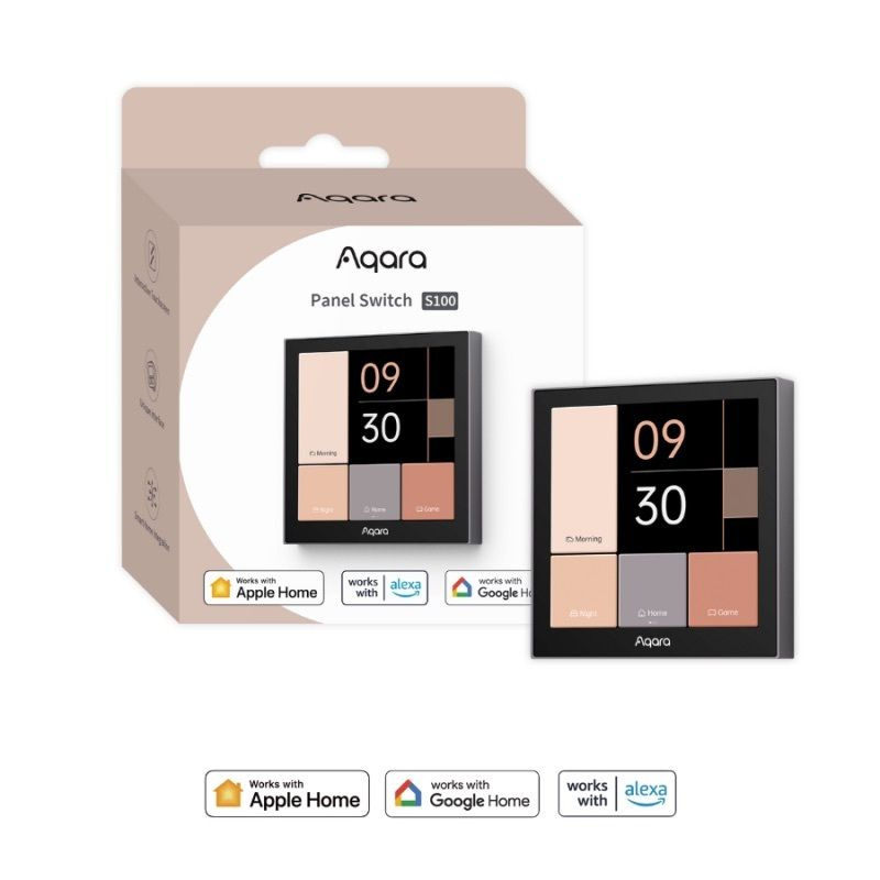 Aqara - 智能開關 S100 升級版 Magic Switch 妙控開關 觸控螢幕控制 3實體按鍵 6個無線開關 牆壁開關 智能家居 繁體/英文介面 智能場景開關
