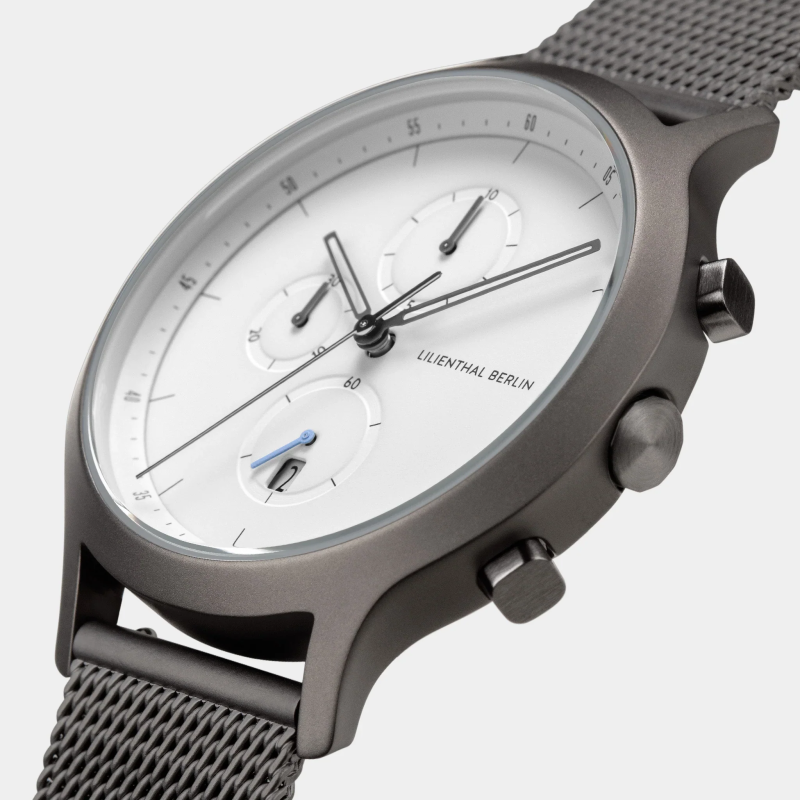 德國Lilienthal Berlin Chronograph Dark Silver White 計時碼錶