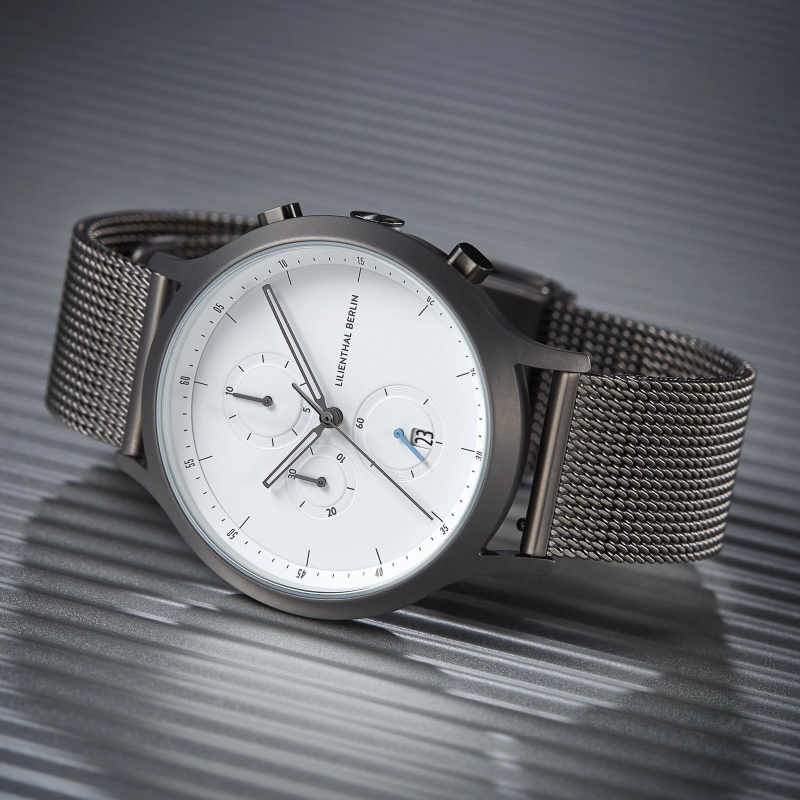 德國Lilienthal Berlin Chronograph Dark Silver White 計時碼錶