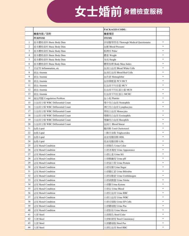 $5000女士婚前計劃(送$3800自選禮券)