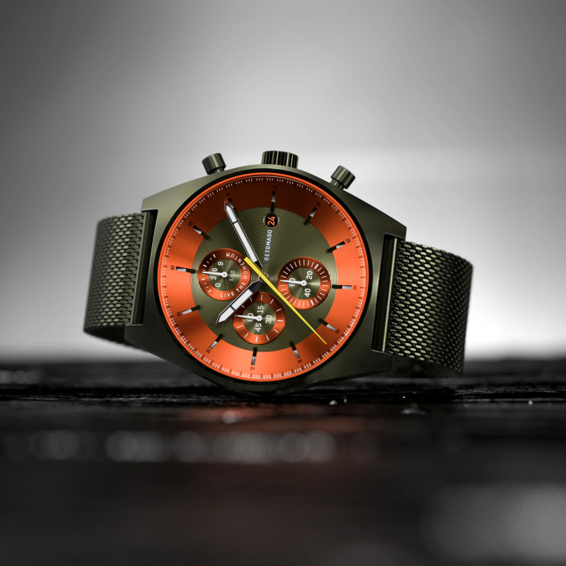 德國DETOMASO, D10 CHRONOGRAPH計時碼錶, OLIVE ORANGE