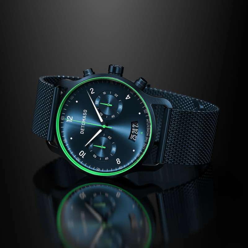德國DETOMASO, SORPASSO CHRONOGRAPH 計時碼錶, VELOCITÀ BLUE GREEN