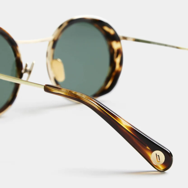 德國Lilienthal Berlin太陽眼鏡, Chillwave – Brushed Gold Tortoise / Green