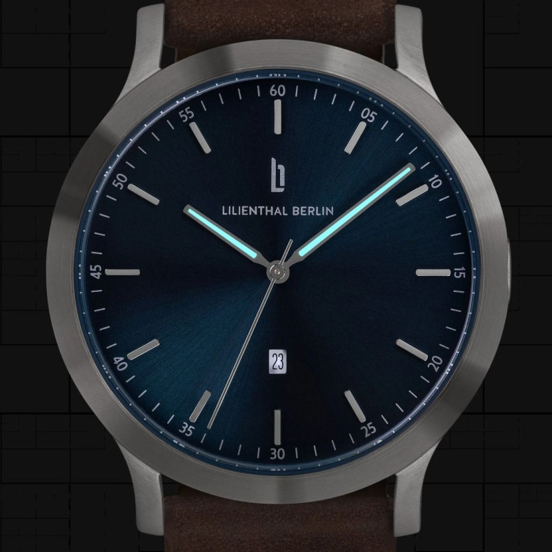德國Lilienthal Berlin, Huxley – Silver Blue, Brown genuine leather strap