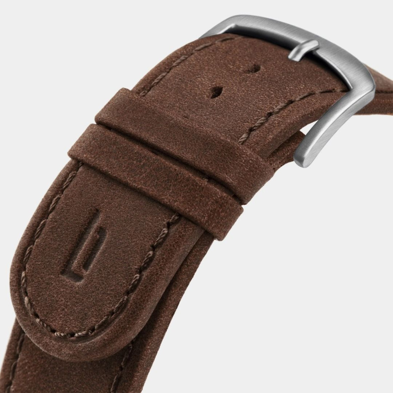 德國Lilienthal Berlin, Huxley – Silver Blue, Brown genuine leather strap