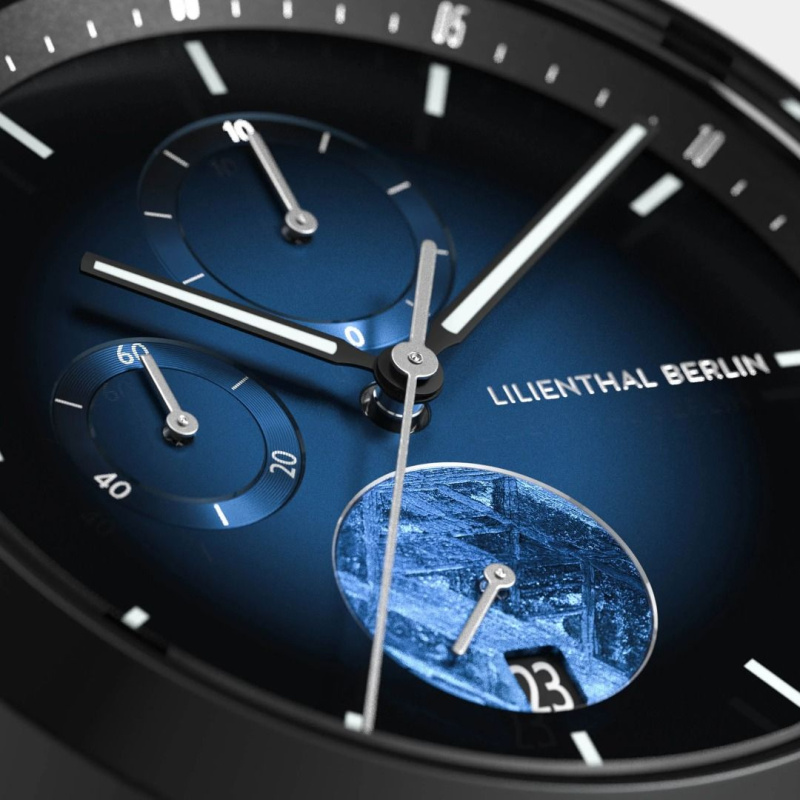 德國Lilienthal Berlin, Chronograph Meteorite 隕石計時碼錶– Blue Flare