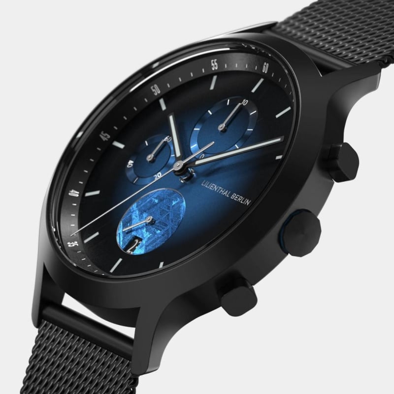 德國Lilienthal Berlin, Chronograph Meteorite 隕石計時碼錶– Blue Flare