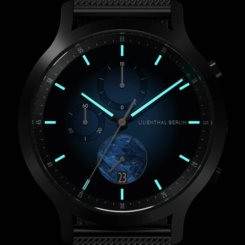 德國Lilienthal Berlin, Chronograph Meteorite 隕石計時碼錶– Blue Flare