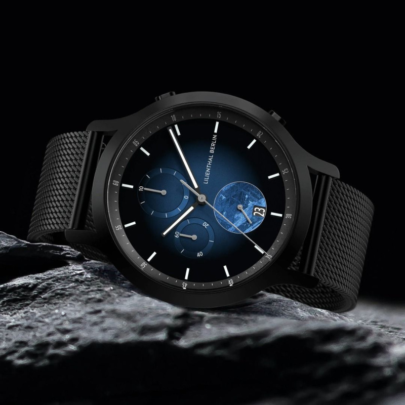 德國Lilienthal Berlin, Chronograph Meteorite 隕石計時碼錶– Blue Flare
