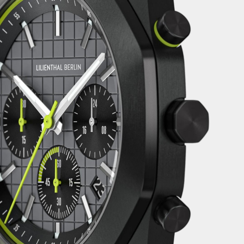 德國Lilienthal Berlin Octachrono 八角計時碼錶– Black Lime