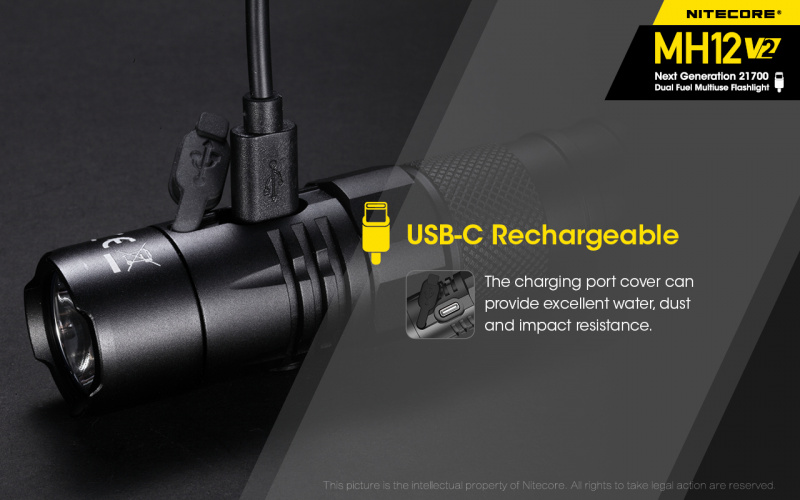 Nitecore MH12 V2 Cree XP-L2 V6 USB-C充電 1200lm LED 電筒 送NTH10 快拔套 MH12V2