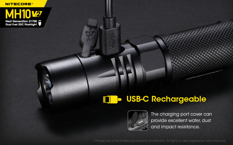 Nitecore MH10 V2 Cree XP-L2 V6 USB-C充電 1200lm LED 電筒 送NTH10 快拔套
