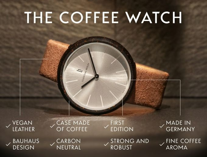 德國Lilienthal Berlin Coffee Watch 環保再生 咖啡錶–Silver/Brown Cowhide Strap