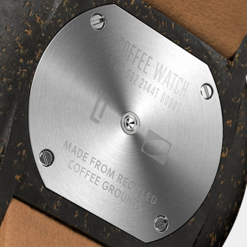 德國Lilienthal Berlin Coffee Watch 環保再生 咖啡錶–Silver/Brown Cowhide Strap