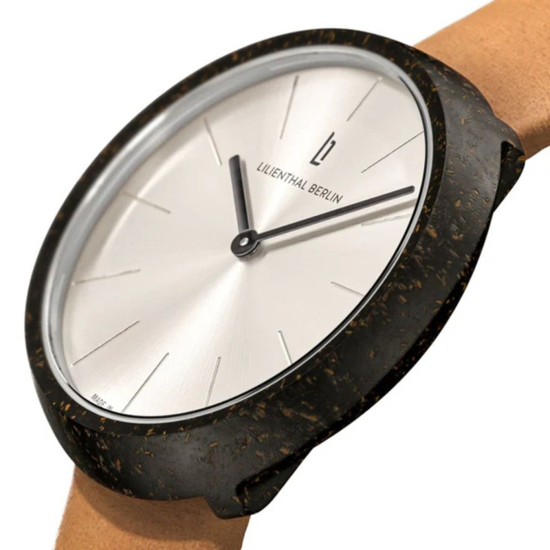 德國Lilienthal Berlin Coffee Watch 環保再生 咖啡錶–Silver/Brown Cowhide Strap