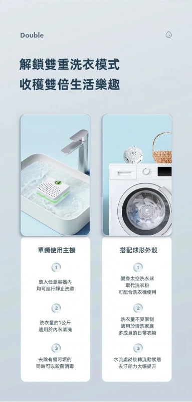 WASHWOW 微型便攜電解洗衣球 5.0｜高效除菌去污 WASHWOW-5.0