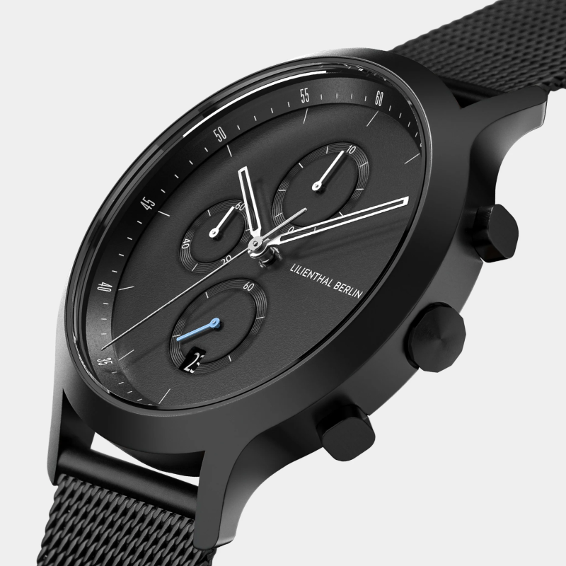 德國Lilienthal Berlin Chronograph All Black 計時碼錶, 米蘭帶