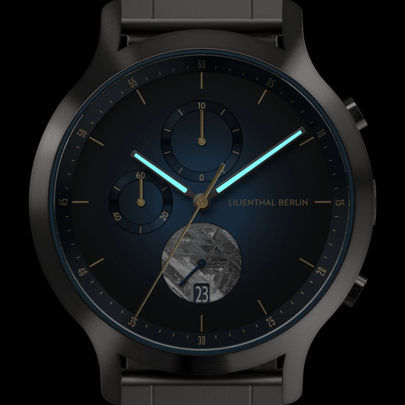 Lilienthal Berlin, Chronograph Meteorite – Midnight Gold鋼帶