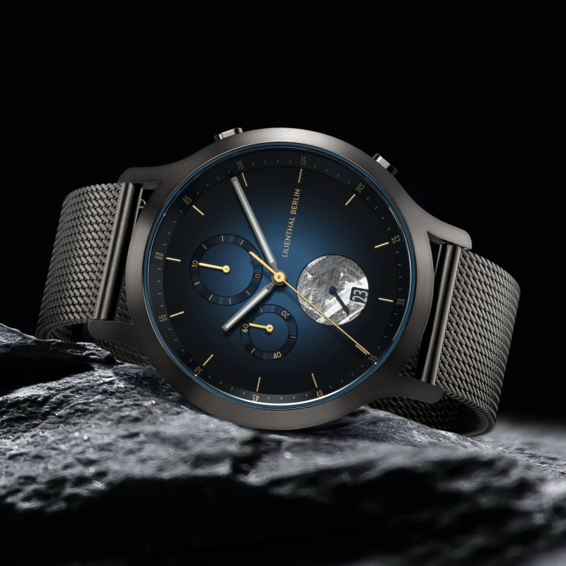 Lilienthal Berlin, Chronograph Meteorite – Midnight Gold 米蘭帶