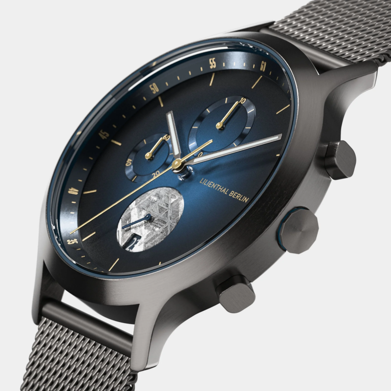Lilienthal Berlin, Chronograph Meteorite – Midnight Gold 米蘭帶