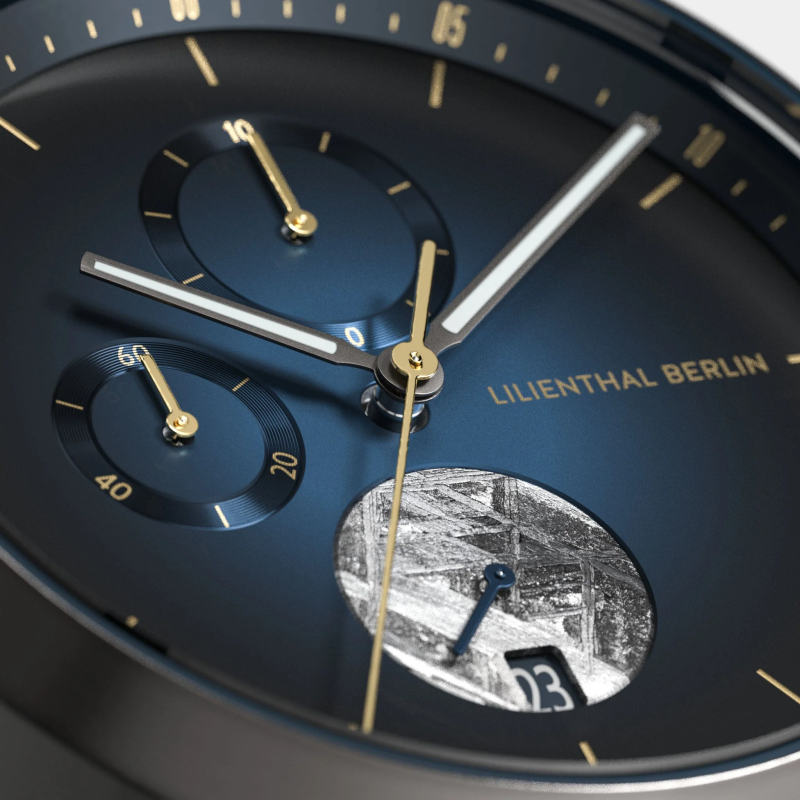 Lilienthal Berlin, Chronograph Meteorite – Midnight Gold 黑皮帶