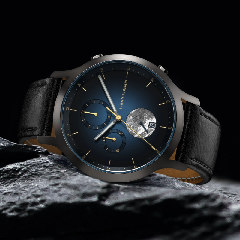 Lilienthal Berlin, Chronograph Meteorite – Midnight Gold 黑皮帶
