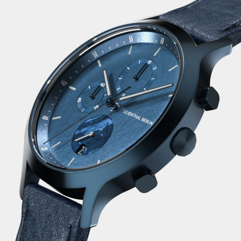 Lilienthal Berlin, Chronograph Meteorite – Stellar Blue 藍皮帶