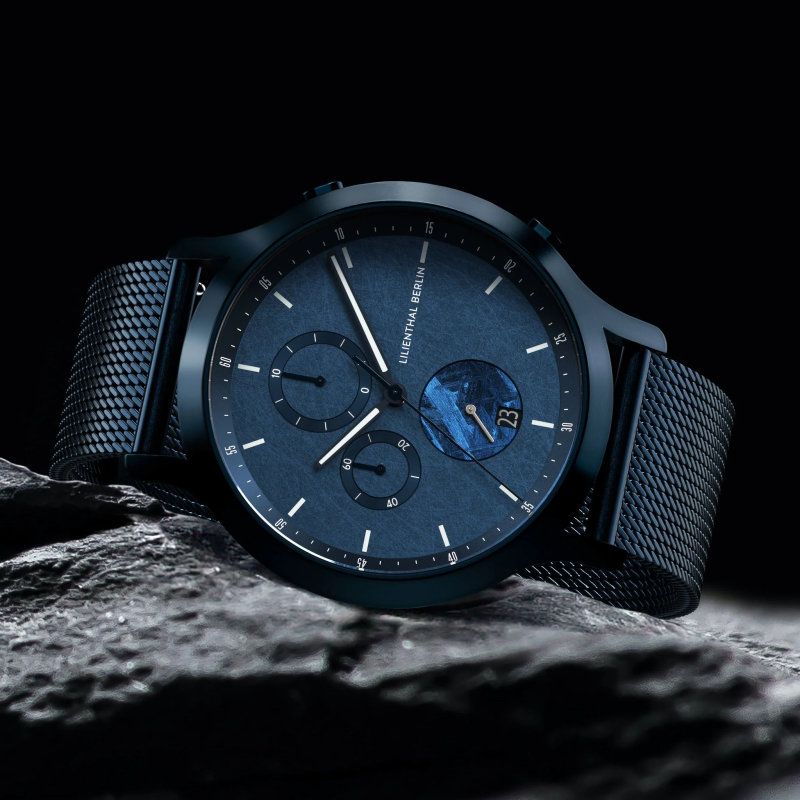 Lilienthal Berlin, Chronograph Meteorite – Stellar Blue 米蘭帶