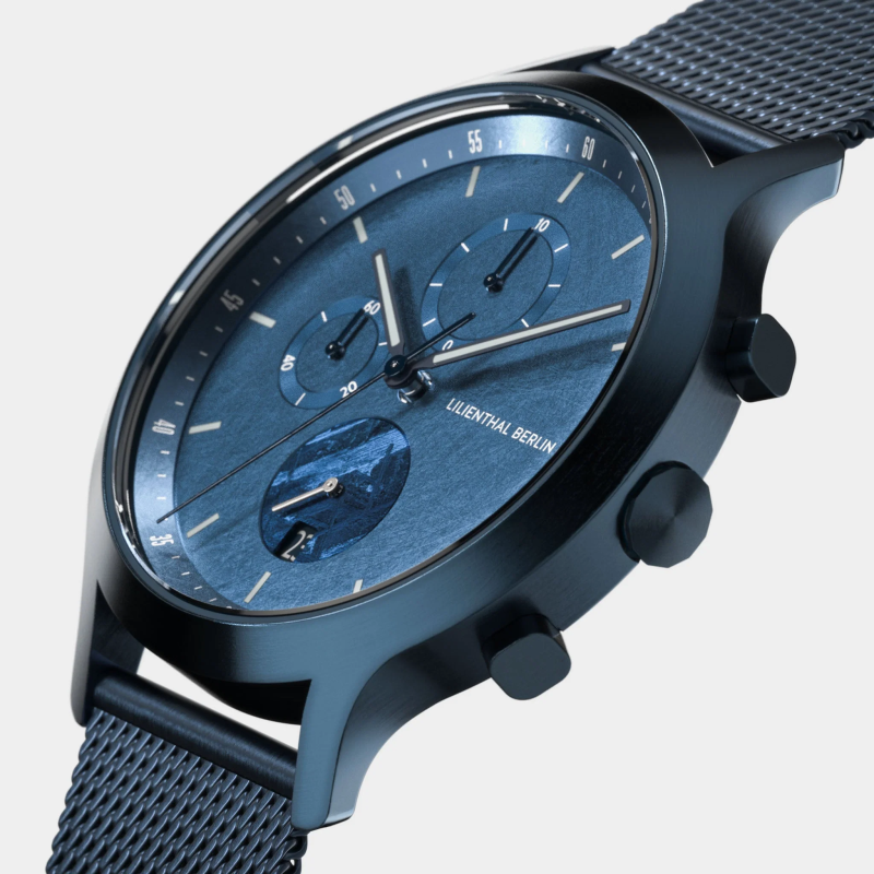Lilienthal Berlin, Chronograph Meteorite – Stellar Blue 米蘭帶