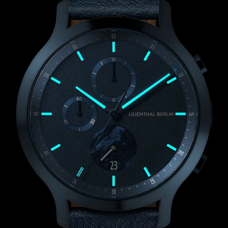 Lilienthal Berlin, Chronograph Meteorite – Stellar Blue 米蘭帶