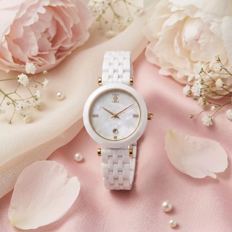 ELLE WATCH, Reine, White Ceramic & Gold