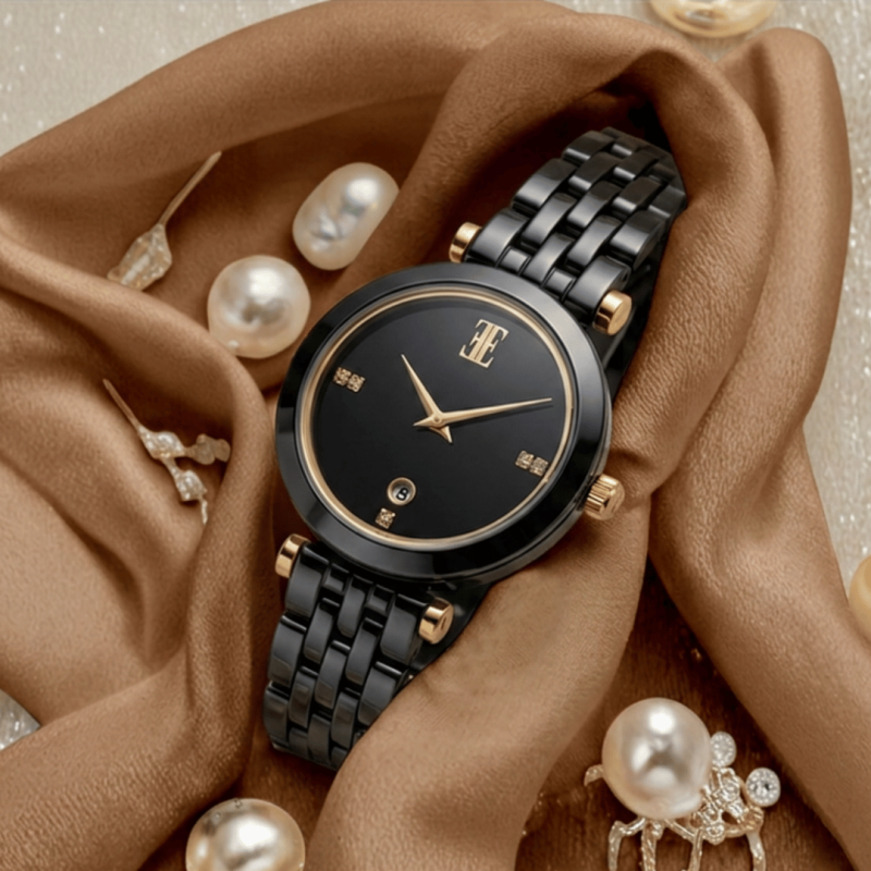 ELLE WATCH, Reine, Black Ceramic & Rose Gold
