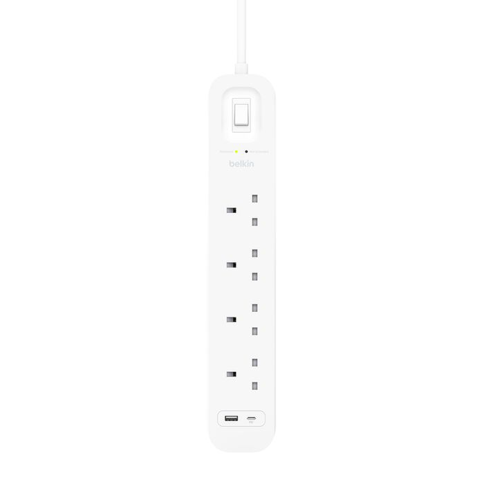 Belkin Connect 4 位防雷保護拖板 + 1 USB C + 1 USB A (SRB001af2M) Belkin Connect 4 位防雷保護拖板 + 1 USB C + 1 USB A (SRB001af2M)