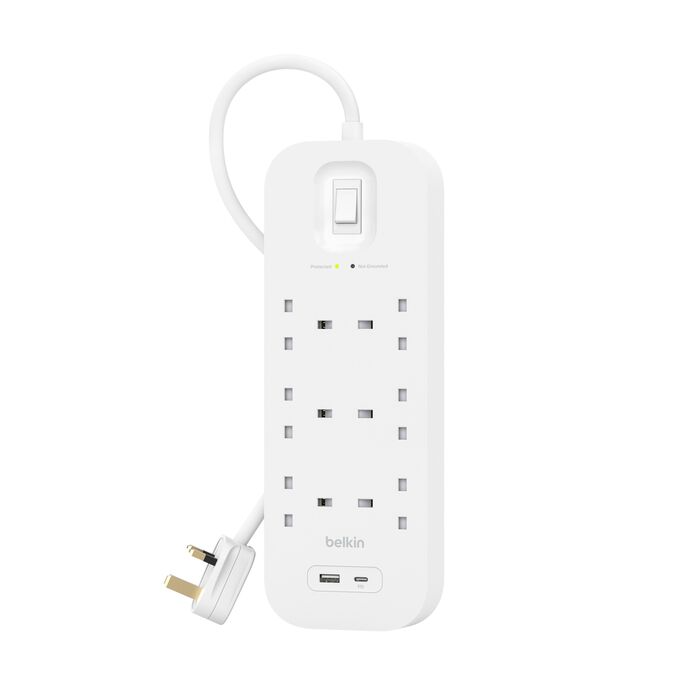 Belkin Connect 6 位防雷保護拖板 + 1 USB-C + 1 USB-A (SRB002af2M) Belkin Connect 6 位防雷保護拖板 + 1 USB-C + 1 USB-A (SRB002af2M)
