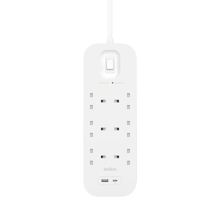 Belkin Connect 6 位防雷保護拖板 + 1 USB-C + 1 USB-A (SRB002af2M) Belkin Connect 6 位防雷保護拖板 + 1 USB-C + 1 USB-A (SRB002af2M)