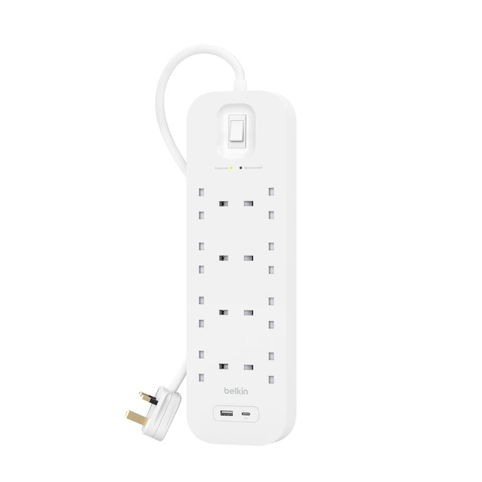 Belkin Connect 8 位防雷保護拖板 + 1 USB-C + 1 USB-A (SRB003af2M)